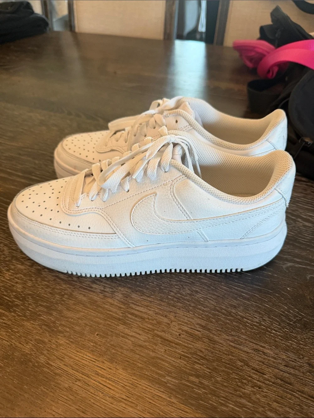 Nike Women's White Low-Top Platform Leather Sneakers - Picture 1 of 3